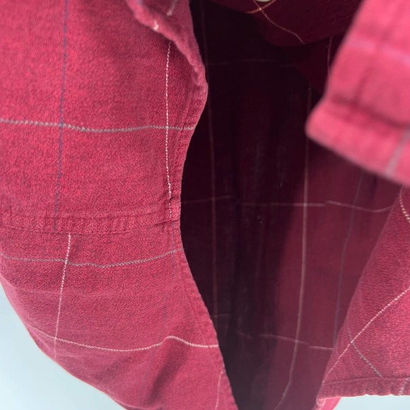 Vintage Shacket Flannel Red Tan Plaid Button Down Cozy Long Sleeve Men's Large T - Picture 4 of 7